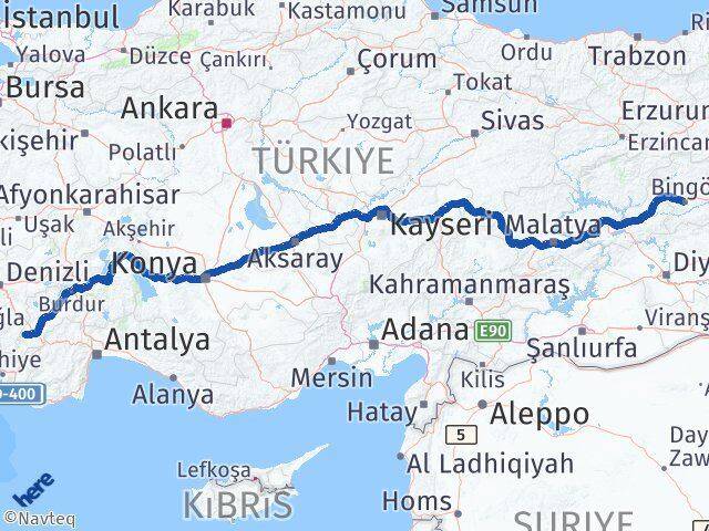 Bingöl Gölhisar Burdur Arası Kaç Km - Yol Haritası