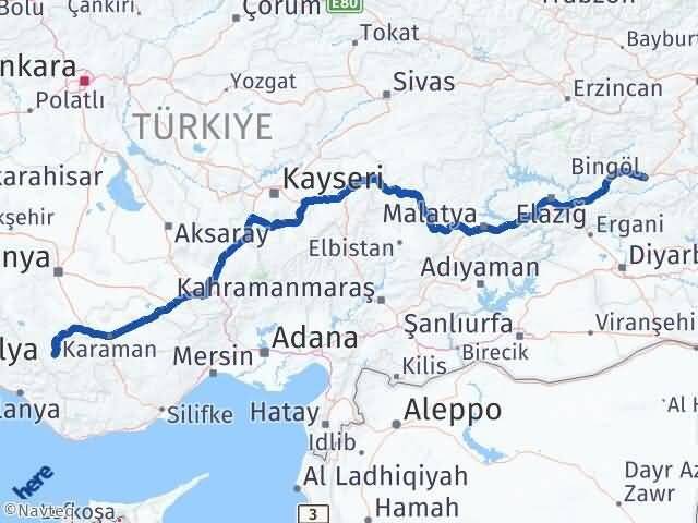 Bingöl Hadim Konya Arası Kaç Km - Yol Haritası