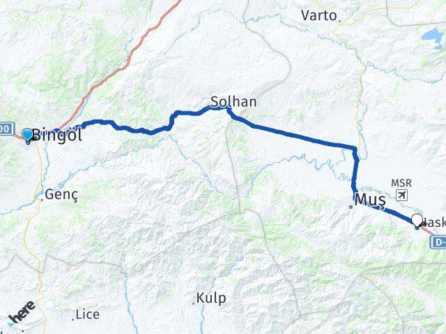 Bingöl Hasköy Muş Arası Kaç Km - Yol Haritası