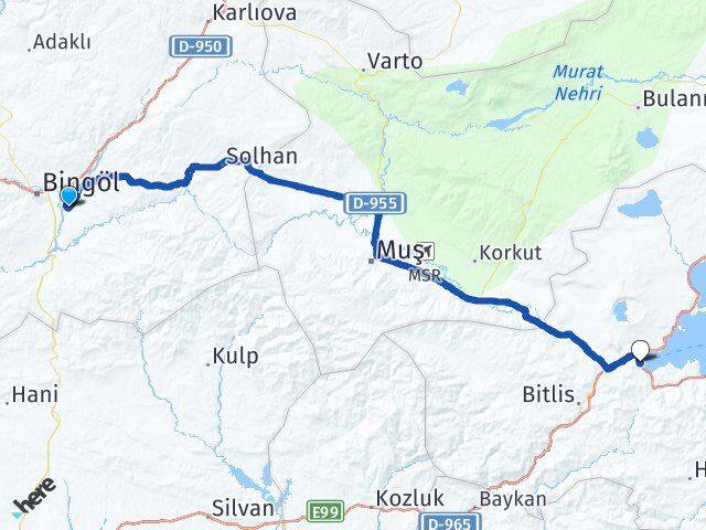 Bingöl Havalimanı Tatvan Arası Kaç Km - Yol Tarifi