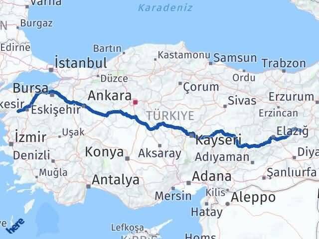 Bingöl İvrindi Balıkesir Arası Kaç Km - Yol Haritası