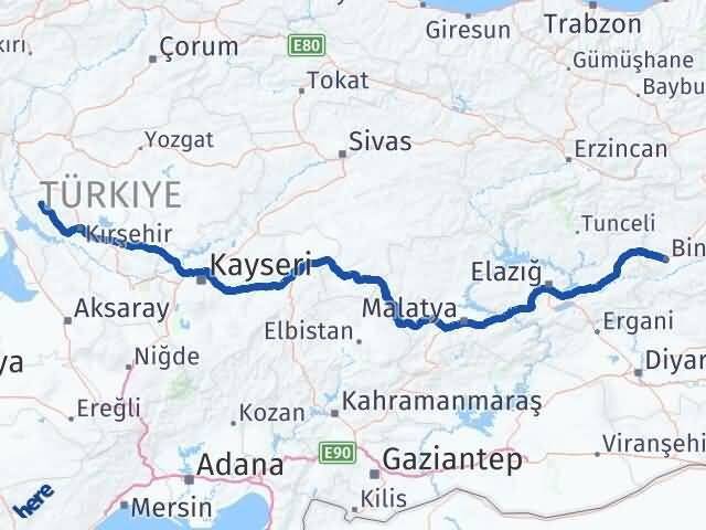 Bingöl Kaman Kırşehir Arası Kaç Km - Yol Haritası