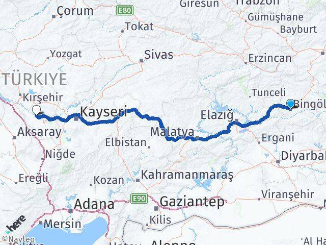 Bingöl Kapadokya Havalimanı Arası Kaç Km - Yol Haritası