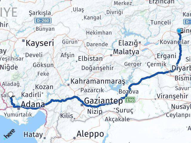 Bingöl Karaisalı Arası Kaç Km - Yol Tarifi