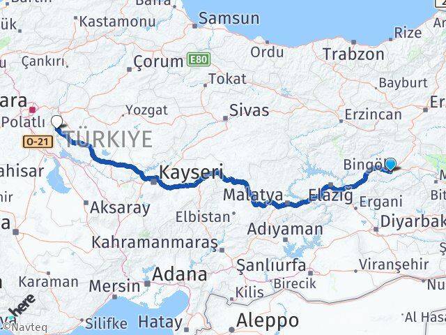 Bingöl Karakeçili Kırıkkale Arası Kaç Km - Yol Haritası