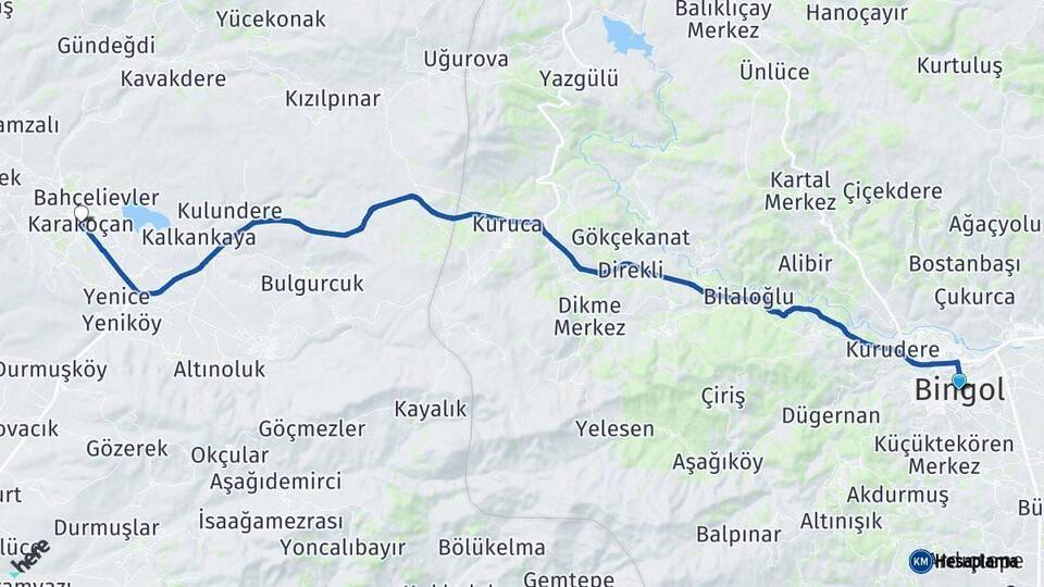 Bingöl Karakoçan Elazığ Arası Kaç Km - Yol Haritası