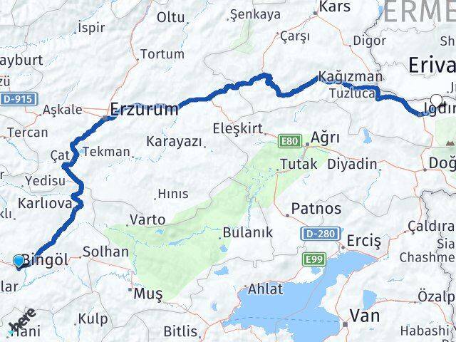 Bingöl Karakoyunlu Iğdır Arası Kaç Km - Yol Haritası
