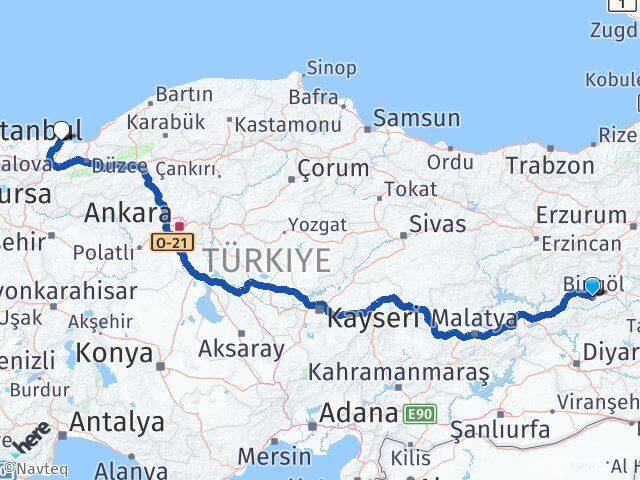 Bingöl Karasu Sakarya Arası Kaç Km - Yol Haritası