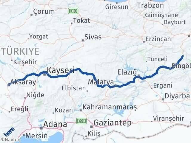 Bingöl Karlıova Aksaray Arası Kaç Km - Yol Haritası