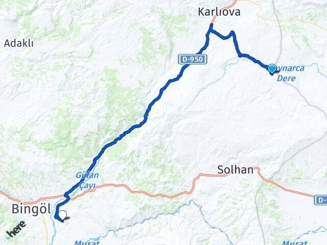 Çatak Bingöl Havalimanı Arası Kaç Km - Yol Tarifi
