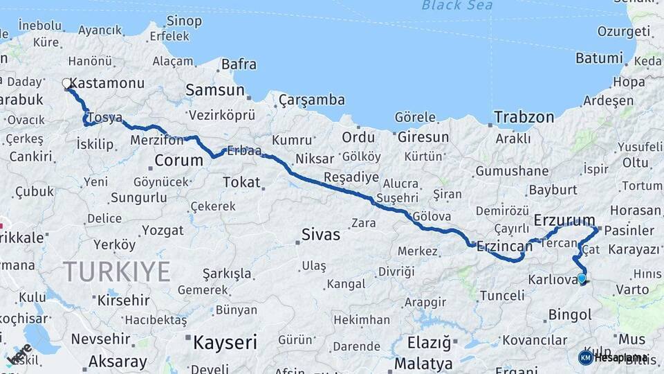 Karlıova Kastamonu Arası Kaç Km - Yol Tarifi