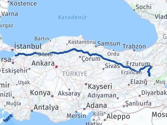 Bingöl Karlıova Yalova Arası Kaç Km - Yol Haritası