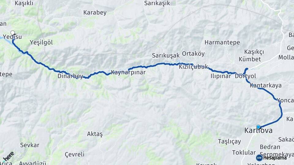 Bingöl Karlıova Yedisu Arası Kaç Km - Yol Haritası