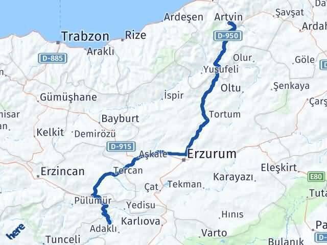 Kiğı Artvin Arası Kaç Km - Yol Tarifi