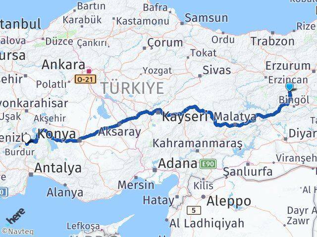 Bingöl Kiğı Isparta Arası Kaç Km - Yol Haritası