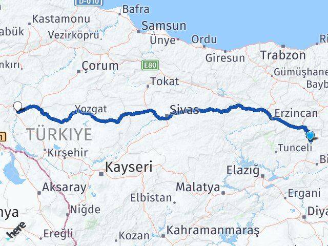 Bingöl Kiğı Kırıkkale Arası Kaç Km - Yol Haritası