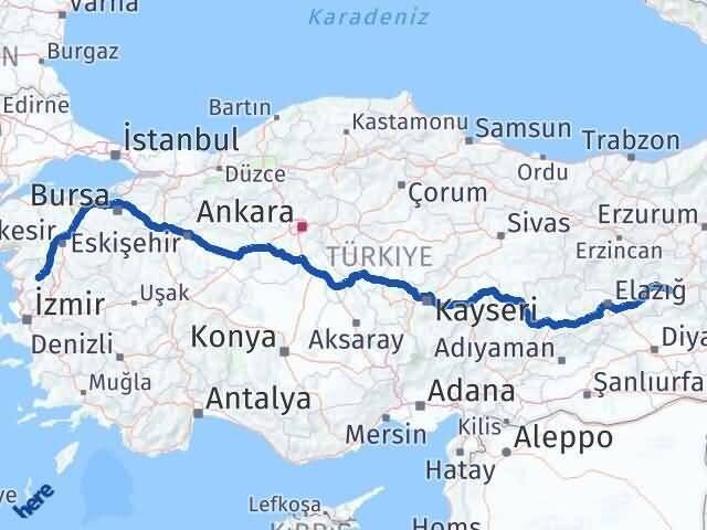 Bingöl Kınık İzmir Arası Kaç Km - Yol Haritası
