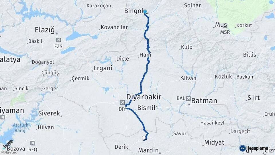 Bingöl Mazıdağı Mardin Arası Kaç Km - Yol Haritası