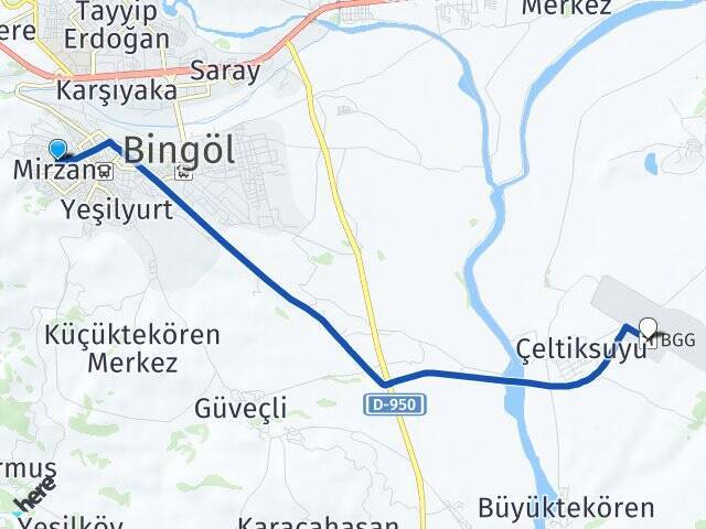 Mirzan Bingöl Havalimanı Arası Kaç Km - Yol Tarifi