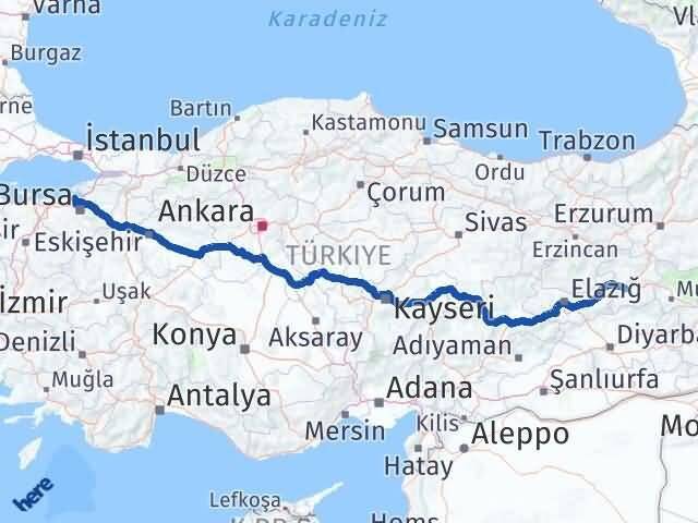 Bingöl Mudanya Bursa Arası Kaç Km - Yol Haritası
