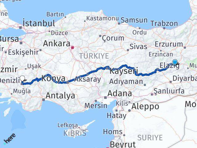 Bingöl Pamukkale Denizli Arası Kaç Km - Yol Haritası