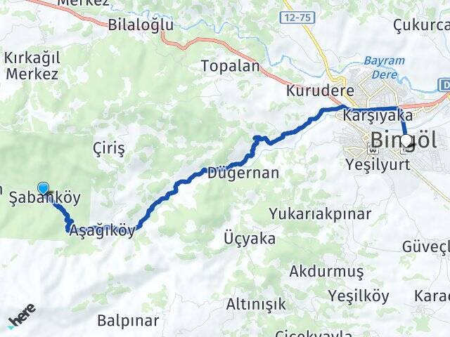 Şabanköy Bingöl Otogarı Arası Kaç Km - Yol Tarifi