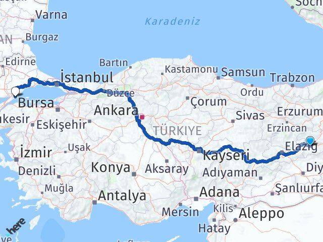 Bingöl Şarköy Tekirdağ Arası Kaç Km - Yol Haritası