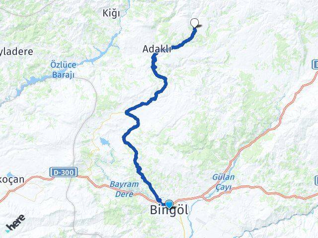 Bingöl Sevkar Adaklı Arası Kaç Km - Yol Haritası