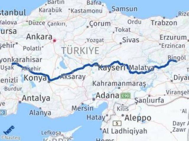 Bingöl Sinanpaşa Afyonkarahisar Arası Kaç Km - Yol Haritası