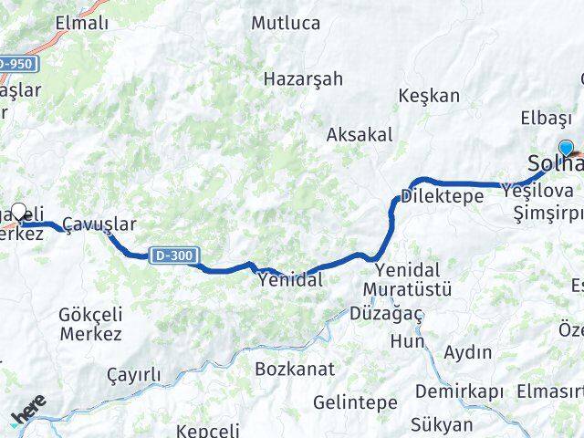 Bingöl Solhan Ağaçeli Arası Kaç Km - Yol Haritası