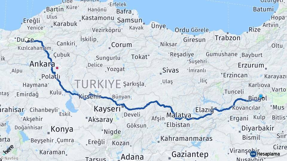 Bingöl Solhan Bolu Arası Kaç Km - Yol Haritası
