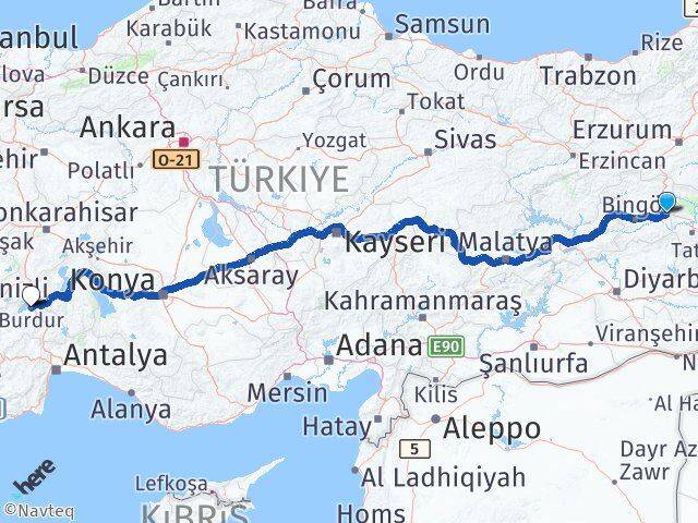 Bingöl Solhan Burdur Arası Kaç Km - Yol Haritası