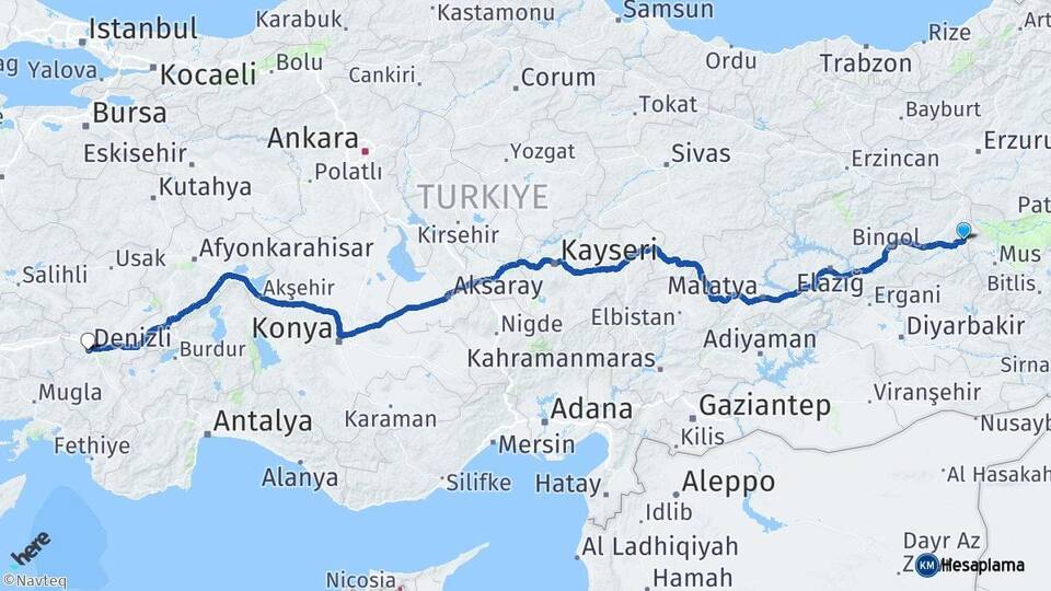 Bingöl Solhan Denizli Arası Kaç Km - Yol Haritası