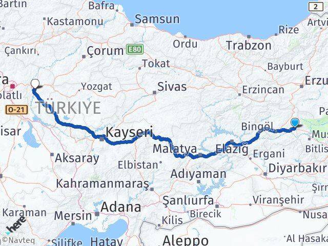 Bingöl Solhan Kırıkkale Arası Kaç Km - Yol Haritası