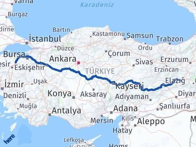 Bingöl Susurluk Balıkesir Arası Kaç Km - Yol Haritası