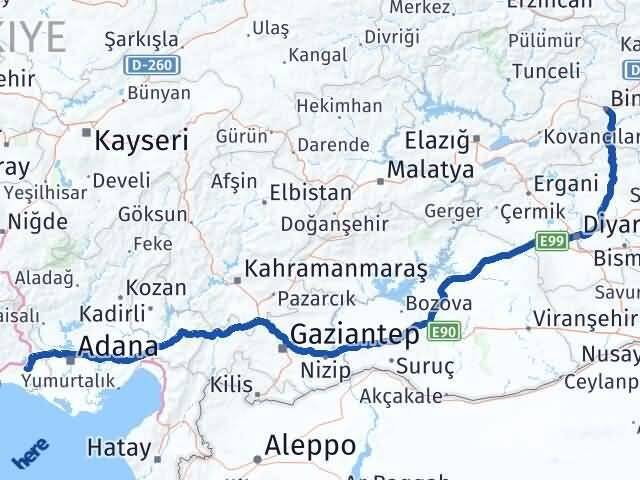 Bingöl Tarsus Mersin Arası Kaç Km - Yol Haritası