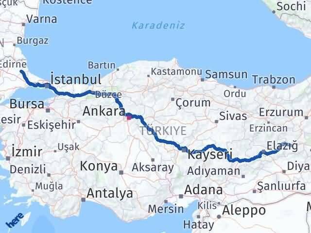 Bingöl Vize Kırklareli Arası Kaç Km - Yol Haritası