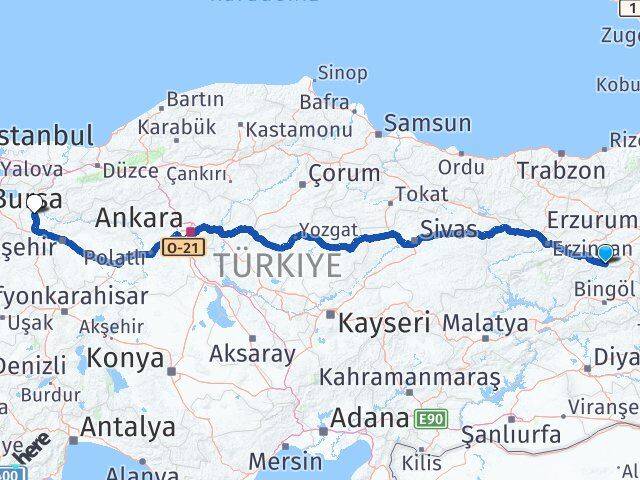 Bingöl Yedisu Bilecik Arası Kaç Km - Yol Haritası