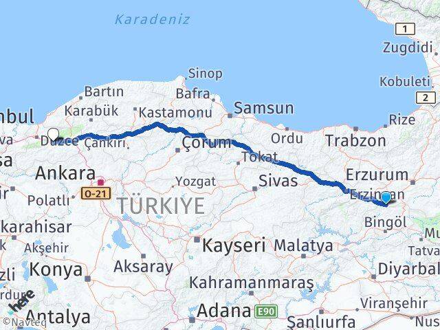 Bingöl Yedisu Bolu Arası Kaç Km - Yol Haritası