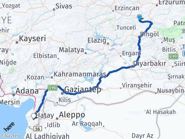 Bingöl Yedisu Hatay Arası Kaç Km - Yol Haritası