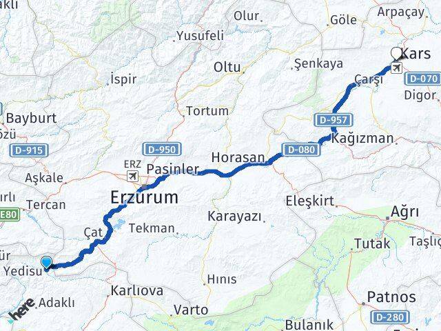 Bingöl Yedisu Kars Arası Kaç Km - Yol Haritası