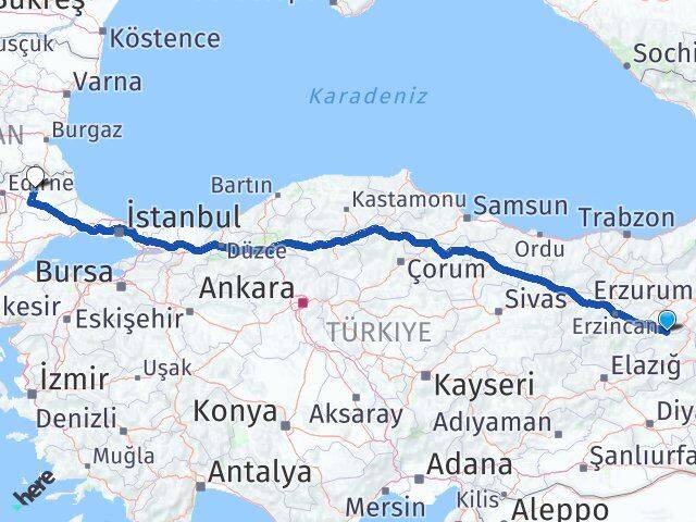 Bingöl Yedisu Kırklareli Arası Kaç Km - Yol Haritası