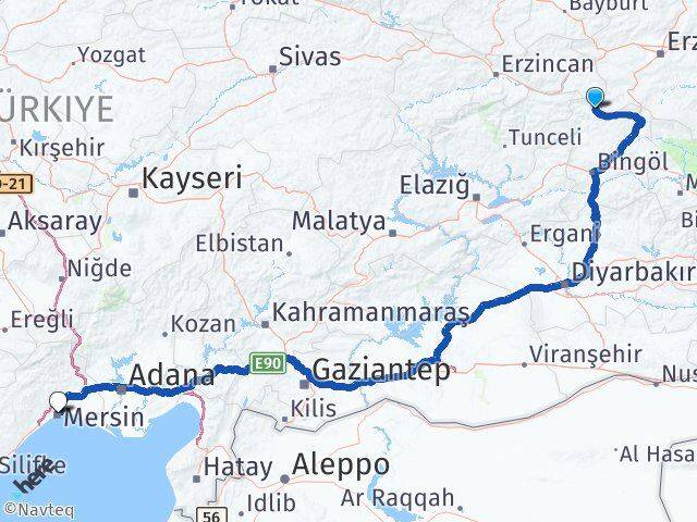 Bingöl Yedisu Mersin Arası Kaç Km - Yol Haritası