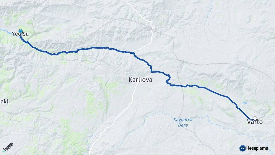 Bingöl Yedisu Varto Muş Arası Kaç Km - Yol Haritası