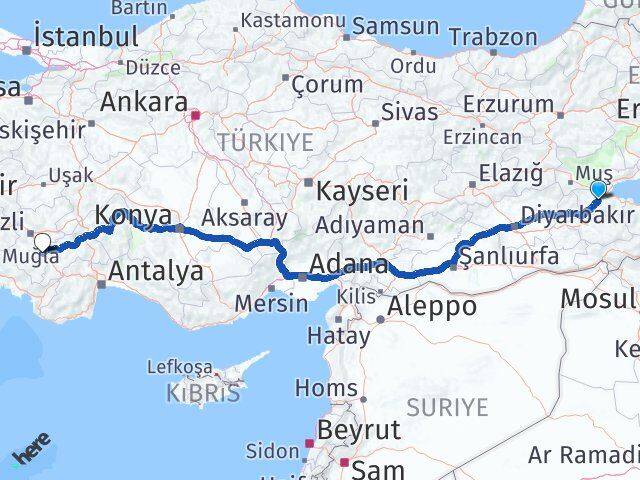 Bitlis Acıpayam Denizli Arası Kaç Km - Yol Haritası