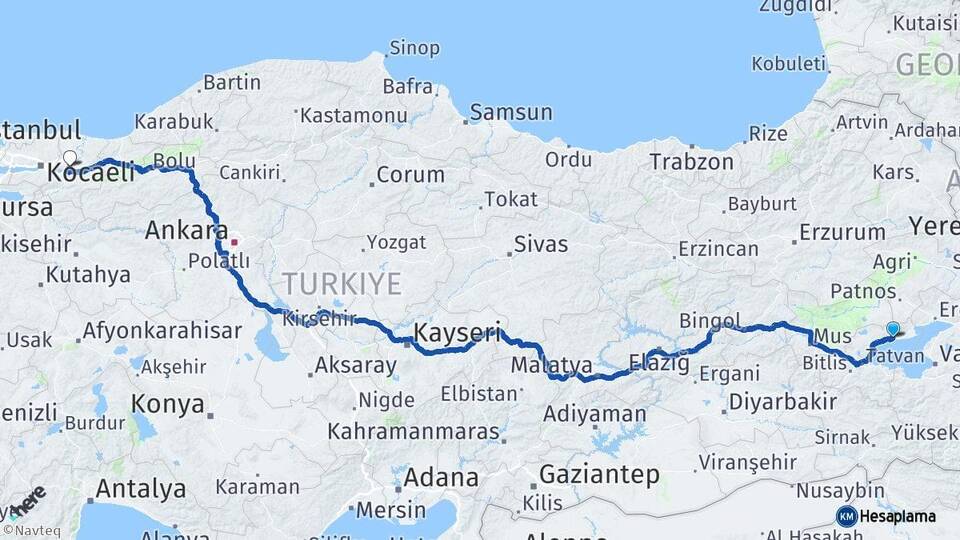 Bitlis Adilcevaz Adapazarı Sakarya Arası Kaç Km - Yol Haritası