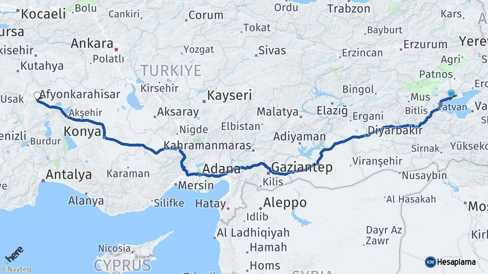 Bitlis Adilcevaz Afyonkarahisar Arası Kaç Km - Yol Haritası