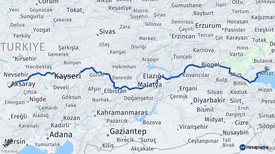 Bitlis Adilcevaz Aksaray Arası Kaç Km - Yol Haritası