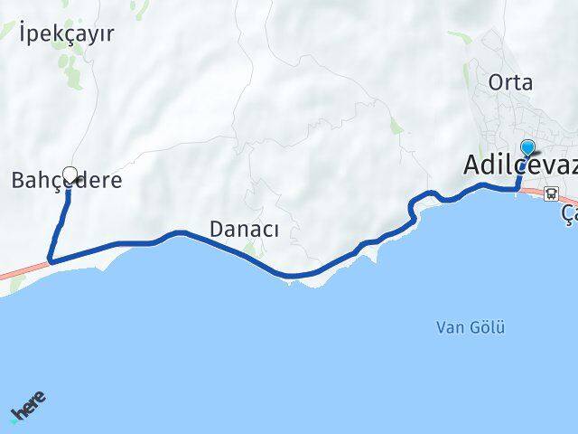 Bitlis Adilcevaz Bahçedere Adilcevaz Arası Kaç Km - Yol Haritası