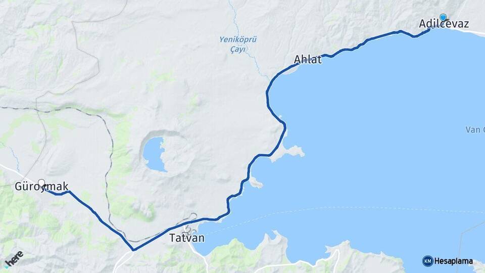 Bitlis Adilcevaz Güroymak Arası Kaç Km - Yol Haritası